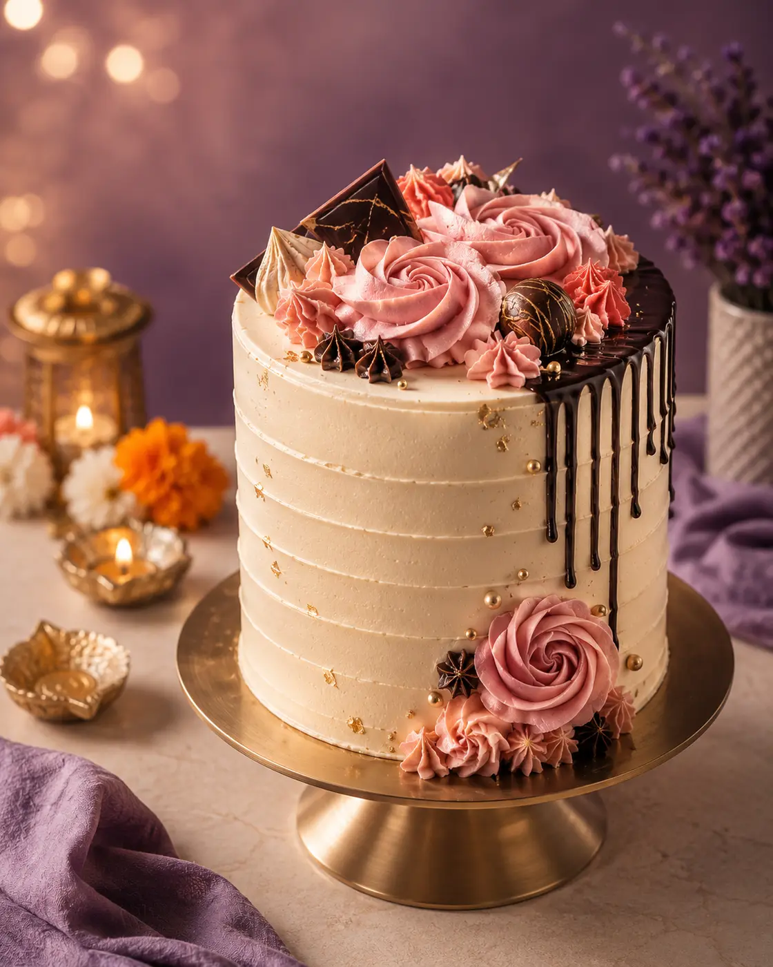 Custom floral celebration cake